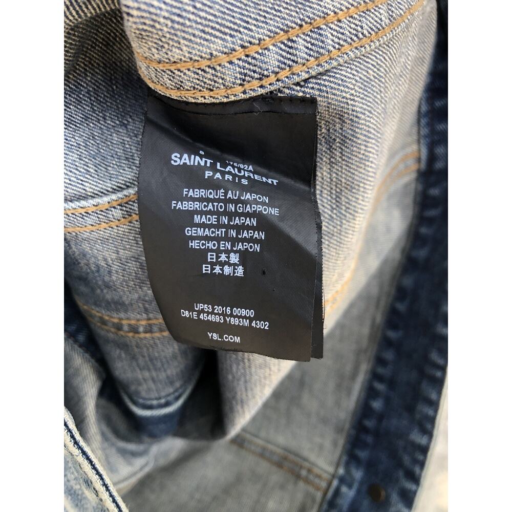 Saint Laurent Paris Sweet Dreams Shark Embroidered Denim Jacket Blue Sz S - Picture 5 of 9